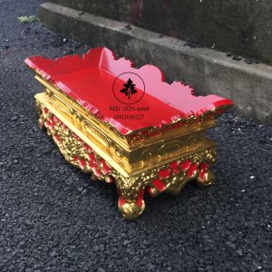 Mâm tế rát vàng gỗ mít Mâm bịch bộ đài nước để bộ đài nước ỡ dài 42cm  rộng 20cm cao 18cm