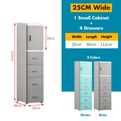 25/35cm Wide Slim Narrow Cabinet With Drawers Kitchen Bathroom Bedroom Sturdy Wheels