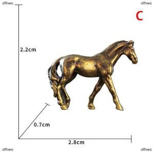[COD] dfhws Antique Brass Solid Long Tail Horse Figurines Miniatures Feng Shui Ornaments Copper Zodiac Animal Mini Desktop Decoration Crafts