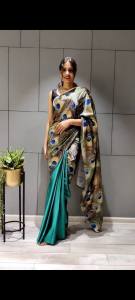 Saree - *Premium Satin Silk With Beautiful Digital Print Work* (KS220102-7090-1)
