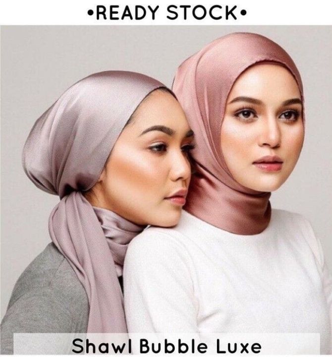 READY STOCK] Tudung Bubble Satin plain Shawl LUXE [Hot selling
