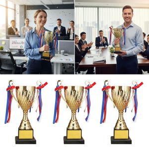 CRUSHES Metal Material Gold Metal Trophy 24.5/26.5/29/33.5/37.5cm High End Atmosphere Champion Trophy Creative Medal Gold Color Prize Cup Sports Event
