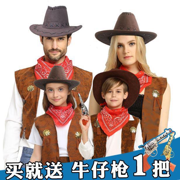 Halloween cosplay party costumes for adults children men and women western  cowboy family parent-child costumes performance costumes