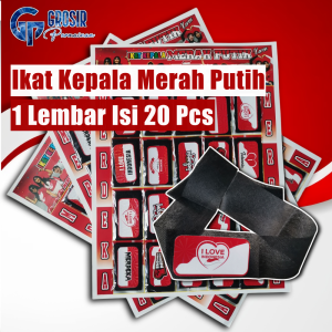 Ikat Kepala Merah Putih HUT DIRGAHAYU KEMERDEKAAN RI Kertas Hologram Banyak motif 1 Lembar Isi 20 Pcs