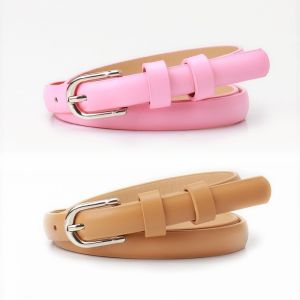 ZYJC Solid Color Womens Skinny Belt Adjustable Buckle Fashion Belt Fashion Vintage Buckle Waistband Belt For Ladies