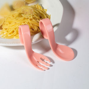 Baby Training Fork Spoon Set Kids Twisting Spoon Spoon and Fork set Childrens tableware with elbow spoon With storage box