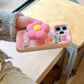 ขาตั้งยืดหด 3D พร้อมเคสศัพท์ซิลิโคนรูปดอกไม้สำหรับ iPhone 13 14 15 16 Pro Max เคสซิลิโคนอ่อนนุ่มสำหรับเคส iPhone 16 Pro Max. 