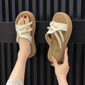 Free Shipping New 2026 Pearl-Embellished Sandals For Women Designed To Make Petite Women Look Taller Perfect For Summer Wear With Thick Soles Non-Slip Features And Durable Construction Making Them Versatile For Any Outfit
