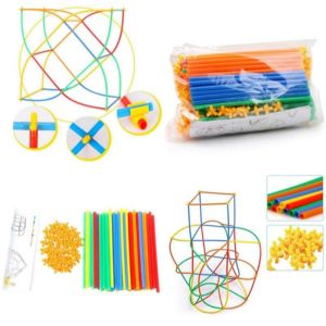 Mainan edukasi MAGIC STRAW 100 pcs straws and connectors building toys