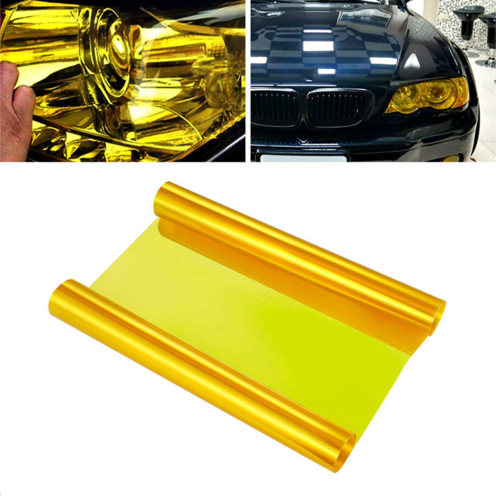 AUTOHM 30 x 120cm Yellow Tint Film Fog Tail Light Headlight Tinting Car ...