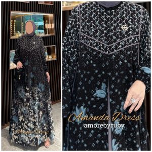 gamis motif cantik bahan premium amore by ruby kode amanda