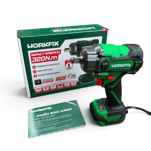 Thân Máy Siết Mở Bulong Bắn Vít WORKFIX WF-IW320N Lực Siết 320Nm Đầu 1/2 Rỗng Không Chổi Than