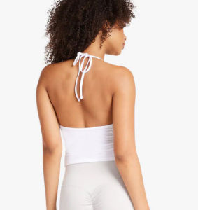 AE Womens yoga set for export includes padded neck-tie tank top and high-waisted quick-dry seamless sports flared pants