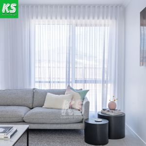 Tirai Gorden Vitrase Polos Putih Bersih Mewah Elegan Bahan Sivon Import Model Plisket Kawat Leter S