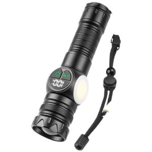FIGHTINPC USB Rechargeable LED Flashlight Searchlight Zoom Spotlight Camping Light Multifunctional ic attraction Display Torch Outdoor