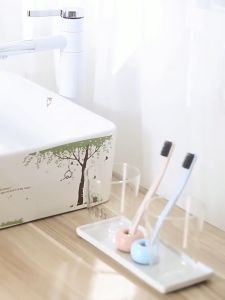 Boxera Seramik Mini Pemegang Berus Gigi Mini Ceramic Toothbrush Base Holder Bathroom Compact Hygienic Airflow Drainage Space Saving Glazed Finish Easy Clean Counter Stand For Home Apartment Dormitory Hotel Six Colors 浴室牙刷杯 ABS