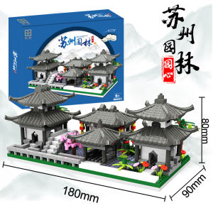 Mainan konstruksi perkotaan Suzhou hutan 3D Puzzle Mini Bricks Edukasi Blok Bangunan