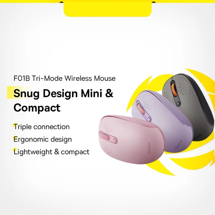Ergonomic Silent Mouse ✪Baseus F01B Tri-Mode Bluetooth Wireless Silent Mouse For Tablet Laptop Gaming Mice♔