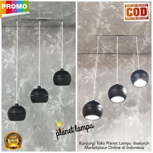 KAP LAMPU GANTUNG HIAS 3 IN 1 MINIMALIS CAFE PLAFON DEKORASI RUANG TAMU VINTAGE MODERN MURAH KAP LAMPU HITAM MOONLIGHT