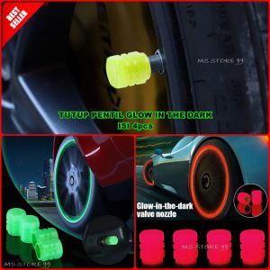 Tutup Pentil Glow In The Dark Isi4pcs Universal Ban Mobil Motor Sepeda OO