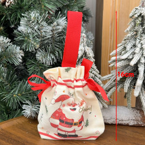 Christmas Gift Bag for Candy Biscuit Apple Packaging Christmas Decorations 2026 New Year Gifts Drawstring Bag