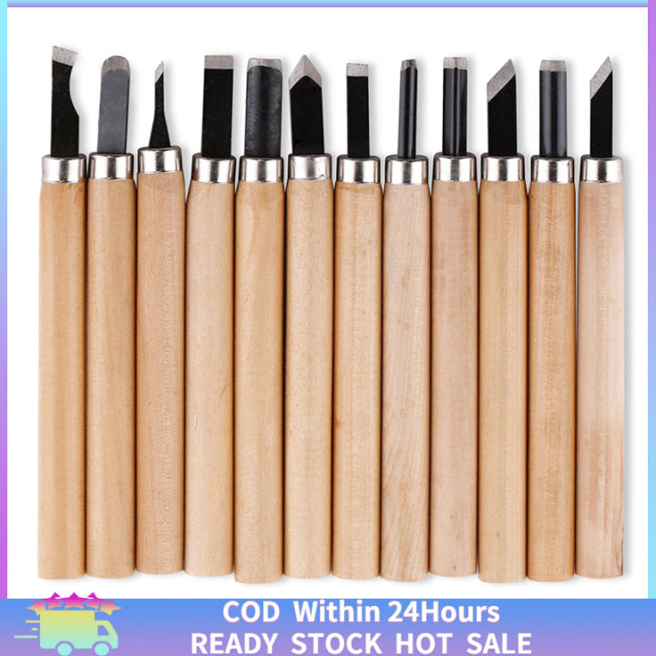 【Ready Stock】12Pcs Wood Carving Knife Tools Set Whittling Knife Tools ...