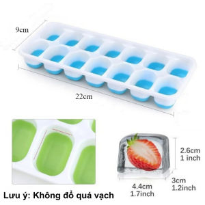 Khay Đá Silicone 14 Ô Có Nắp Đậy Bảo Quản Chống Mùi Khuôn Làm Đá Dài Đáy Silicon Đổ Thạch Rau Câu Trữ Đồ Ăn Dặm Cho Bé