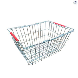 ตะกร้าช้อปปิ้ง ตะกร้าซุปเปอร์มาร์เก็ต น้ำหนักเบา พกพาสะดวก สูง 20cm. ช่วงล่าง ยาว 36.5cm. ลึก 32.5cm. สีเงิน