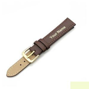 Personalized Customized Name Date Men Women PU Leather Strap Watch Band Black Brown 12mm 14mm 16mm 18mm 20mm 22mm 24mm Watch Strap