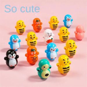 5PCS Children Small Tumbler Toys Snowman Penguin Cute Mini Cartoon Ornaments Standing Still Toys Children Birthday Gift