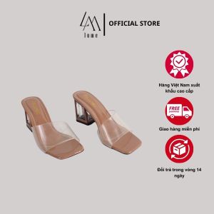 Dép cao gót nữ công sở Lume màu Nâu mũi hở da PU cao cấp đế cao su non chống trơn trượt - cao 7cm