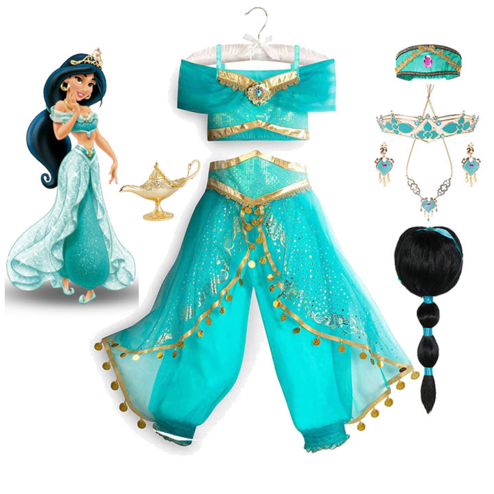 H Kids Jasmine Dress Aladdin Princess Magic Lamp Girls Birthday Party ...