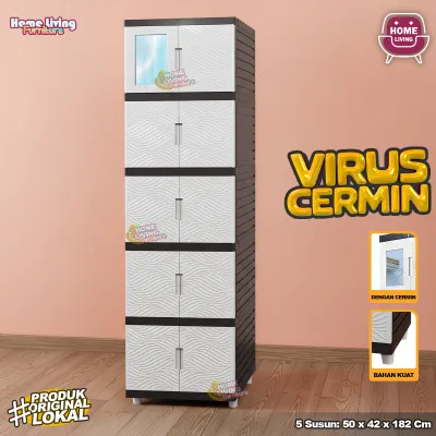LEMARI PLASTIK VIRUS KINGDOM 4 SUSUN LEMARI PAKAIAN MINIMALIS CABINET SERBAGUNA - CREAM