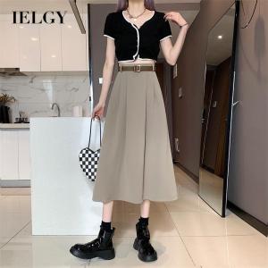 IELGY Chân Váy Dễ Phối Chân Váy Chữ A Cạp Cao Co Giãn Cho Nữ Khí Chất Mỏng