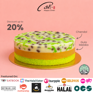 [HALAL CERTIFIED] Happy Oven Chendol Birthday Cake (500g-2kg). Low Fat! Low Sugar! Nice Packaging w Free Delivery! (Can Choose Delivery Date and Time!)