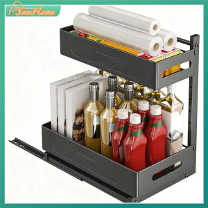 【Fast Delivery】 Under Sink Organizer Pull Out Cabinet Storage Shelves 2 Tier Slide Out Easy Installation for Kitchen and Bathroom Organization 【Arrive 1-3 Days】