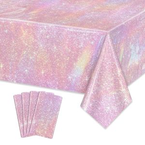 PERPE Purple  Disposale Tablecloth Shiny Aluminum Film Party Decoration  Rectangle Table Cover Birthday Wedding Party Supplies