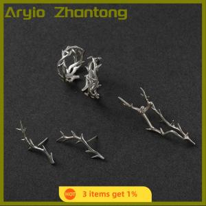 Aryio Vintage Goth Thorns Couple Rings For Men Women Irregularity Opening Vine Punk Ring Party Jewelry Gifts Accessories