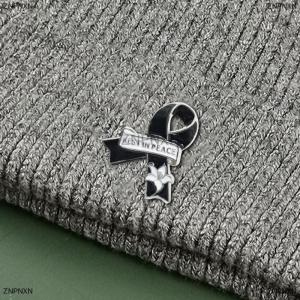 [COD] ZNPNXN 2pcs Metal Funeral Ribbon Lily Brooch Pins Memorial Lapel Badges Jewelry Accessories Gift