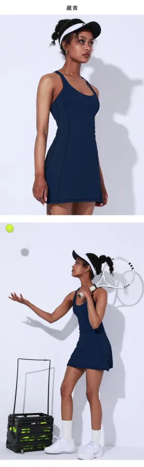 ES·ACTOR Badminton Tennis Dress for Women with Shorts Sports Dresses High  Stretch Light Quick DryT Shirt Dress Slim Body Golf Long Skirt