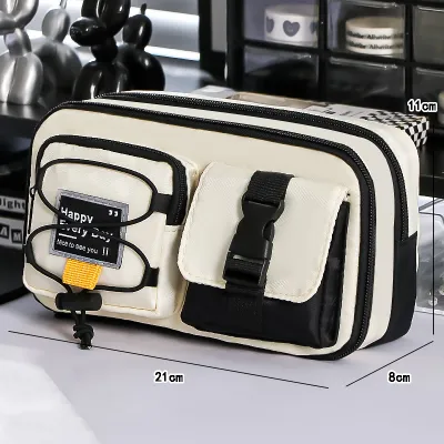 Kotak Pensil Tas Pena Tempat Pencil Stationery Organizer Anak Sekolah Large Capacity Anak Laki Perlengkapan Sekolah Kantor Dengan desain gesper