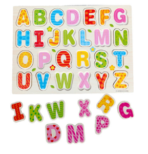 (Msia Stock) Wooden Capital Alphabet Letters Toys Puzzle Education Early Learning Toys Wood Jigsaw Toy Baby Kids Children Toy Gift Preschool Present