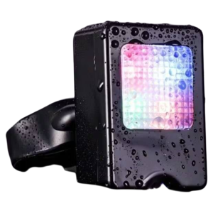 Black Waterproof Bike Light with Multicolor Display and Adjustable Mount