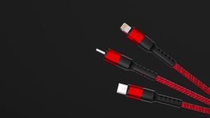 AU5A The cylindrical three-in-one data cable is compatible with Huawei SuperCharge and Xiaomi Android devices serving as a versatile charging cable typec