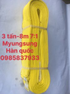 Dây cẩu hàng 3 tấn 8 m tiêu chuẩn 7:1 Myungsung Hàn Quốc dùng móc buộc cẩu kéo an toàn hiệu quả