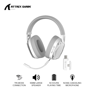 Attack Shark L60 Ultra-Light Tri-Mode Wireless Noise Cancelling Detachable Mic Gaming Headset
