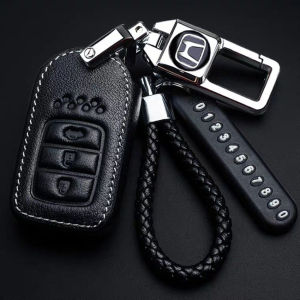 【Ready Stock】Casing Kunci Mobil Sarung Kunci Honda CRIDER 2020 Key Cover  Kunci Keyless Remote Kulit Key Case +Plat Nomor Telepon Anti Hilang+ Keychain Gantungan Kunci -3 tombol