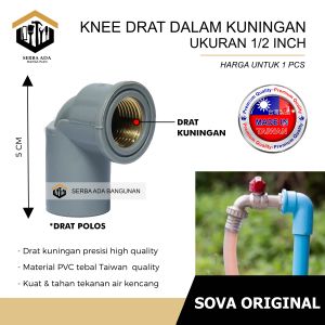 Knee Drat Dalam (KDD) 1/2 inch 3/4 Inch - Drat Kuningan - High Quality