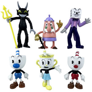 3.6-4 inch Cuphead action figurine Mugman adventure game model cake decoration