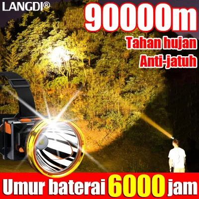 Lebih terang dari lampu hernia LANDI senter kepala super terang 89W Militer Berat Baterai Lithium Bisa Charge Tahan air dan tahan jatuh Cocok untuk memancing malam Patroli malam(SENTER KEPALA LED CAS Headlamp USB CHARGEABLE berkemah led Senter Berkemah)